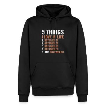 5 Things I Love In Life Rottweiler - Männer Premium Bio Hoodie - Schwarz - Vorne - Nico (187cm)