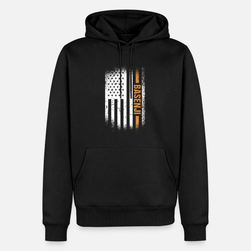 Dog Basenji Us Flag - Männer Premium Bio Hoodie - Schwarz