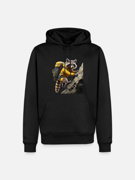 Bergsteiger Waschbär Für Wanderer & Bergsport Fans - Männer Premium Bio Hoodie - Schwarz