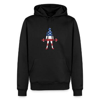 Sport Us Flag Powerlifting - Sweat à capuche Premium bio Homme - noir - Devant - Nico (187cm)