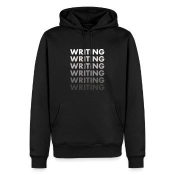 Écriture de l’écrivain - Sweat à capuche Premium bio Homme - noir - Devant - Nico (187cm)