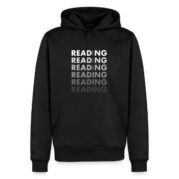 Lecture du lecteur - Sweat à capuche Premium bio Homme - noir - Devant - Nico (187cm)