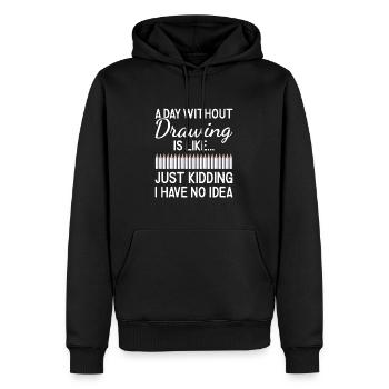 Tiroir Un jour sans dessin - Sweat à capuche Premium bio Homme - noir - Devant - Nico (187cm)