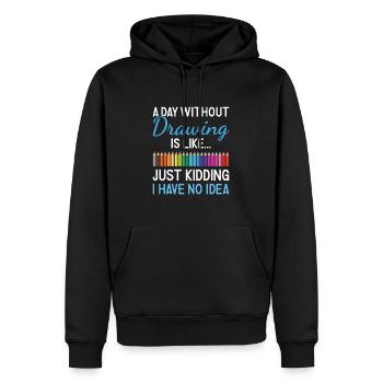 Tiroir Un jour sans dessin - Sweat à capuche Premium bio Homme - noir - Devant - Nico (187cm)
