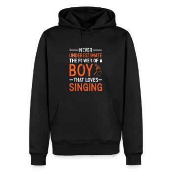 Singer Never Underestimate The Power Of A Boy - Männer Premium Bio Hoodie - Schwarz - Vorne - Nico (187cm)