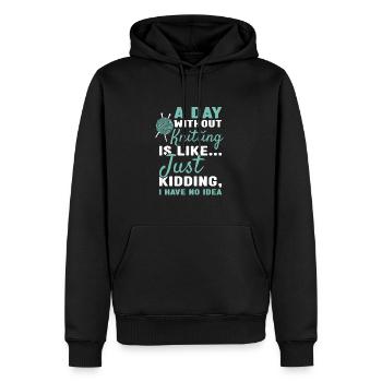 Tricoteuse Une journée sans tricoter - Sweat à capuche Premium bio Homme - noir - Devant - Nico (187cm)
