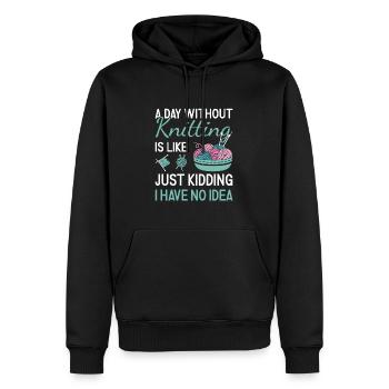 Tricoteuse Une journée sans tricoter - Sweat à capuche Premium bio Homme - noir - Devant - Nico (187cm)