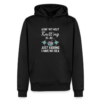 Tricoteuse Une journée sans tricoter - Sweat à capuche Premium bio Homme - noir - Devant - Nico (187cm)
