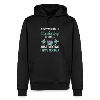 Crocheteur Une journée sans crocheter - Sweat à capuche Premium bio Homme - noir - Devant - Nico (187cm)