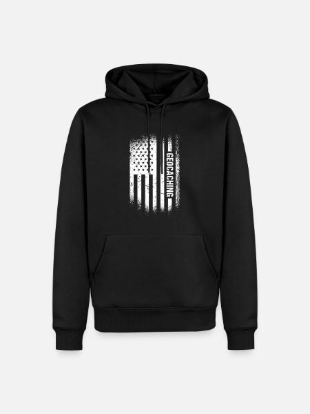Geocacher Us Flag Geocaching - Men’s Premium Organic Hoodie - black
