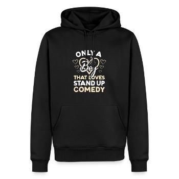 Comédien : Seulement un garçon qui aime la comédie debout - Sweat à capuche Premium bio Homme - noir - Devant - Nico (187cm)