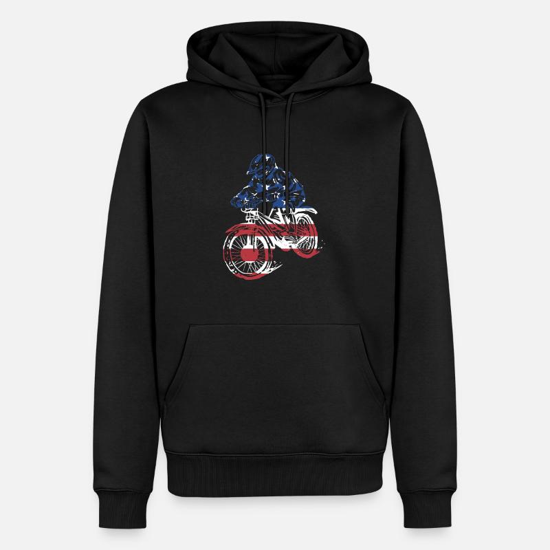 Motard Drapeau Us VTT - Sweat à capuche Premium bio Homme - noir