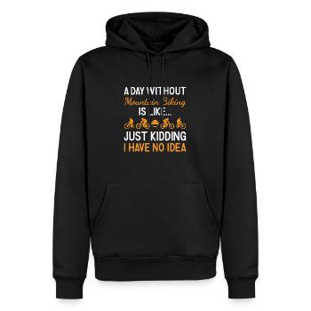Motard Une journée sans VTT - Sweat à capuche Premium bio Homme - noir - Devant - Nico (187cm)