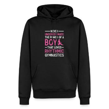 Gymnast Never Underestimate The Power Of A Boy - Men’s Premium Organic Hoodie - black - Front - Nico (187cm)