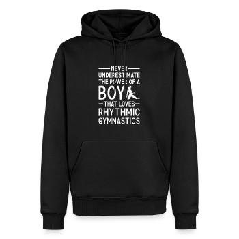 Gymnast Never Underestimate The Power Of A Boy - Men’s Premium Organic Hoodie - black - Front - Nico (187cm)