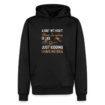 Jumper Une journée sans saut d’obstacles - Sweat à capuche Premium bio Homme - noir - Devant - Nico (187cm)