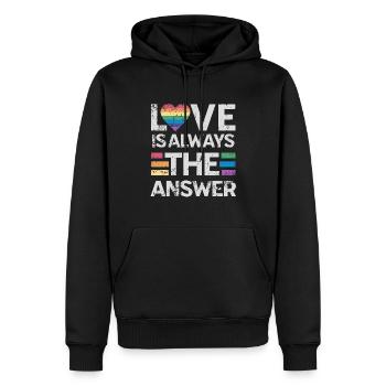 L’amour est toujours la réponse - Liebe ist die Antwort - Sweat à capuche Premium bio Homme - noir - Devant - Nico (187cm)