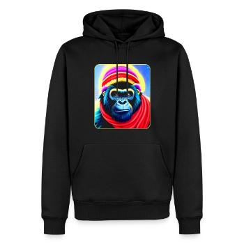 Gorille cool avec chapeau d’hiver - Sweat à capuche Premium bio Homme - noir - Devant - Nico (187cm)