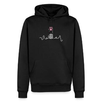 Katzenpfote Wollknäuel Herzfrequenz - Männer Premium Bio Hoodie - Schwarz - Vorne - Nico (187cm)