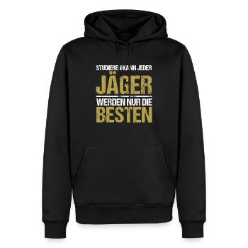 Anyone can study - Jäger Edition - Men’s Premium Organic Hoodie - black - Front - Nico (187cm)