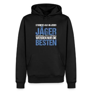 Anyone can study - Jäger Edition - Men’s Premium Organic Hoodie - black - Front - Nico (187cm)