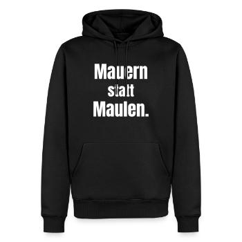 Des murs au lieu de bouches - Sweat à capuche Premium bio Homme - noir - Devant - Nico (187cm)