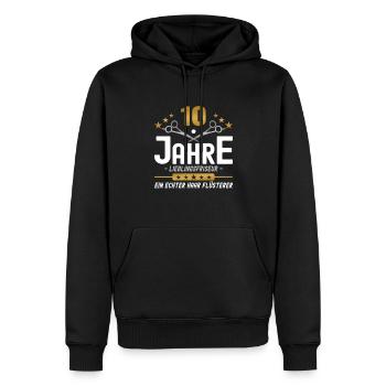 10 Jahre Jubiläum Friseur - Männer Premium Bio Hoodie - Schwarz - Vorne - Nico (187cm)