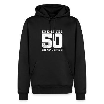 Ehe Level 50 Completed - Männer Premium Bio Hoodie - Schwarz - Vorne - Nico (187cm)