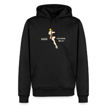 B17 MEMPHIS BELLE - Männer Premium Bio Hoodie - Schwarz - Vorne - Nico (187cm)