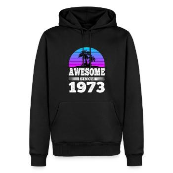 Awesome Since 1973 Sunset blau - Männer Premium Bio Hoodie - Schwarz - Vorne - Nico (187cm)