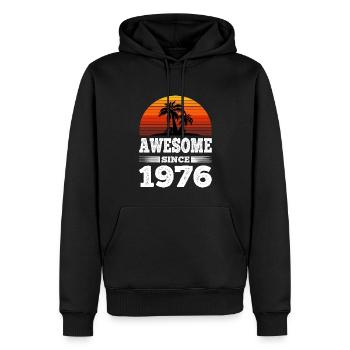 Génial depuis 1976 Sunset rouge - Sweat à capuche Premium bio Homme - noir - Devant - Nico (187cm)
