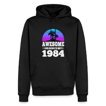 Awesome Since 1984 Sunset blue - Men’s Premium Organic Hoodie - black - Front - Nico (187cm)