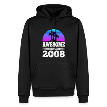 Awesome Since 2008 Sunset blau - Männer Premium Bio Hoodie - Schwarz - Vorne - Nico (187cm)