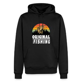 Original Fishing Angeln Fischen Outdoor - Männer Premium Bio Hoodie - Schwarz - Vorne - Nico (187cm)