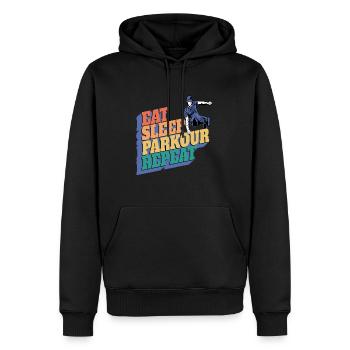 Parkour Manger Dormir Parkour Répéter - Sweat à capuche Premium bio Homme - noir - Devant - Nico (187cm)