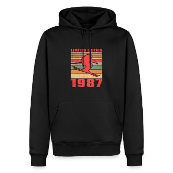 Ski Skifahrer Langlaufski Sport Geburtstag 1987 - Männer Premium Bio Hoodie - Schwarz - Vorne - Nico (187cm)