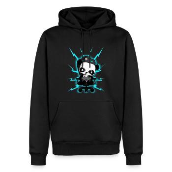 Süßer Gaming Panda, PEW PEW, Nerd, Gamer, Zocken - Männer Premium Bio Hoodie - Schwarz - Vorne - Nico (187cm)