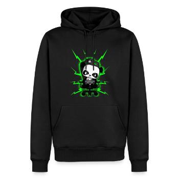 Süßer Gaming Panda, PEW PEW, Nerd, Gamer, Zocken - Männer Premium Bio Hoodie - Schwarz - Vorne - Nico (187cm)