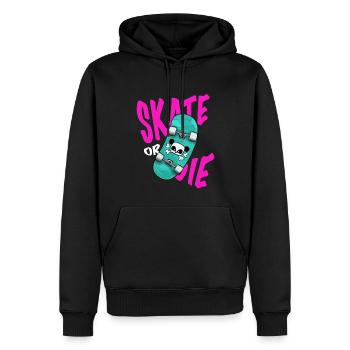 Skateboard Skate or die Panda Sticker Shirt Kinder - Männer Premium Bio Hoodie - Schwarz - Vorne - Nico (187cm)