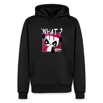Quoi? drôle de panda, dictons drôles, chemise - Sweat à capuche Premium bio Homme - noir - Devant - Nico (187cm)
