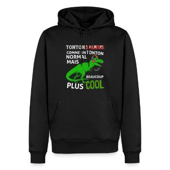 Tonton Cool Tonton Dinosaure Cadeau Homme - Sweat à capuche Premium bio Homme - noir - Devant - Nico (187cm)