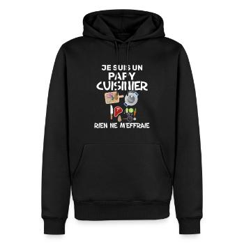 Cuisinier rien ne m'effraie idée cadeau homme - Sweat à capuche Premium bio Homme - noir - Devant - Nico (187cm)
