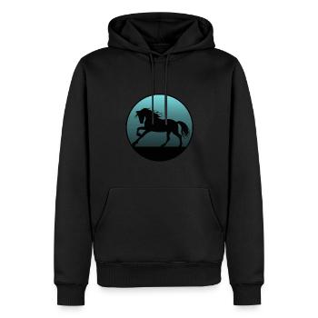 Pferde und Reiten. Reitmode für Pferdefreunde - Männer Premium Bio Hoodie - Schwarz - Vorne - Nico (187cm)