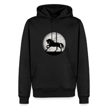 Pferde und Reiten. Reitmode für Pferdefreunde - Männer Premium Bio Hoodie - Schwarz - Vorne - Nico (187cm)