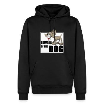 Drôle de chemise / autocollant de chien. Méfiez-vous du chien - Sweat à capuche Premium bio Homme - noir - Devant - Nico (187cm)