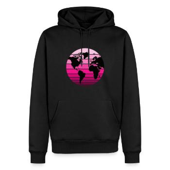 Weltkugel, Erde, im retro vintage Look. Erdkugel - Männer Premium Bio Hoodie - Schwarz - Vorne - Nico (187cm)