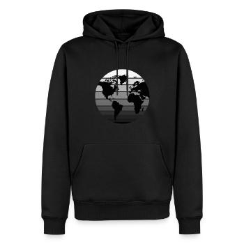 Weltkugel, Erde, im retro vintage Look. Erdkugel - Männer Premium Bio Hoodie - Schwarz - Vorne - Nico (187cm)