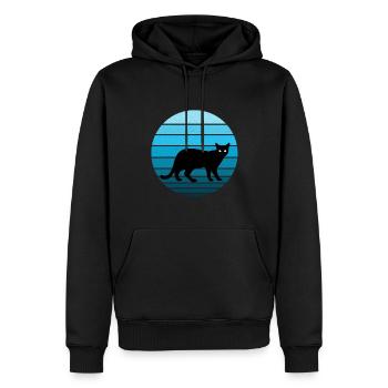 Mignon chat noir au look vintage / rétro - Sweat à capuche Premium bio Homme - noir - Devant - Nico (187cm)