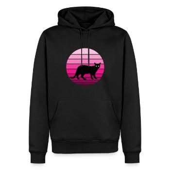 Mignon chat noir au look vintage / rétro - Sweat à capuche Premium bio Homme - noir - Devant - Nico (187cm)