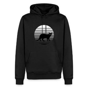 Mignon chat noir au look vintage / rétro - Sweat à capuche Premium bio Homme - noir - Devant - Nico (187cm)
